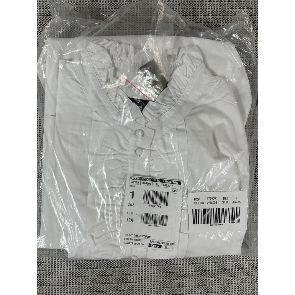 J.Crew Women White Ivy Dress Poplin Size‎ L Tall Style AX756